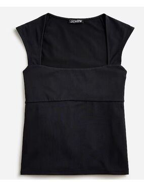 J. Crew Black Square-Neck Tank with Cap Shoulders